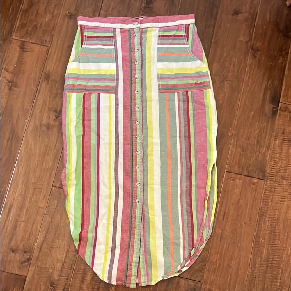 Kavu Pink and Green Midi Pencil Skirt Resort Wear